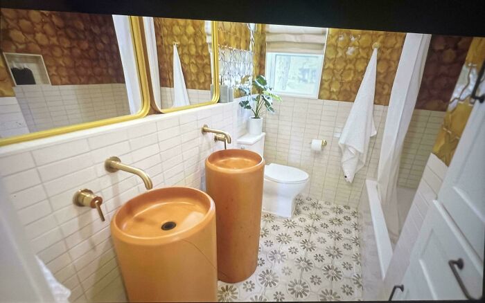 Only Other Bathroom Aside From Primary Suite In Home W/ 2 Adults, 2 Young Kids. Where To Put Toothbrush, Hair (& Makeup) Stuff, Handsoap?! Terrible Children's Bathroom Reno By Kim Wolfe On Hbo / Hgtv