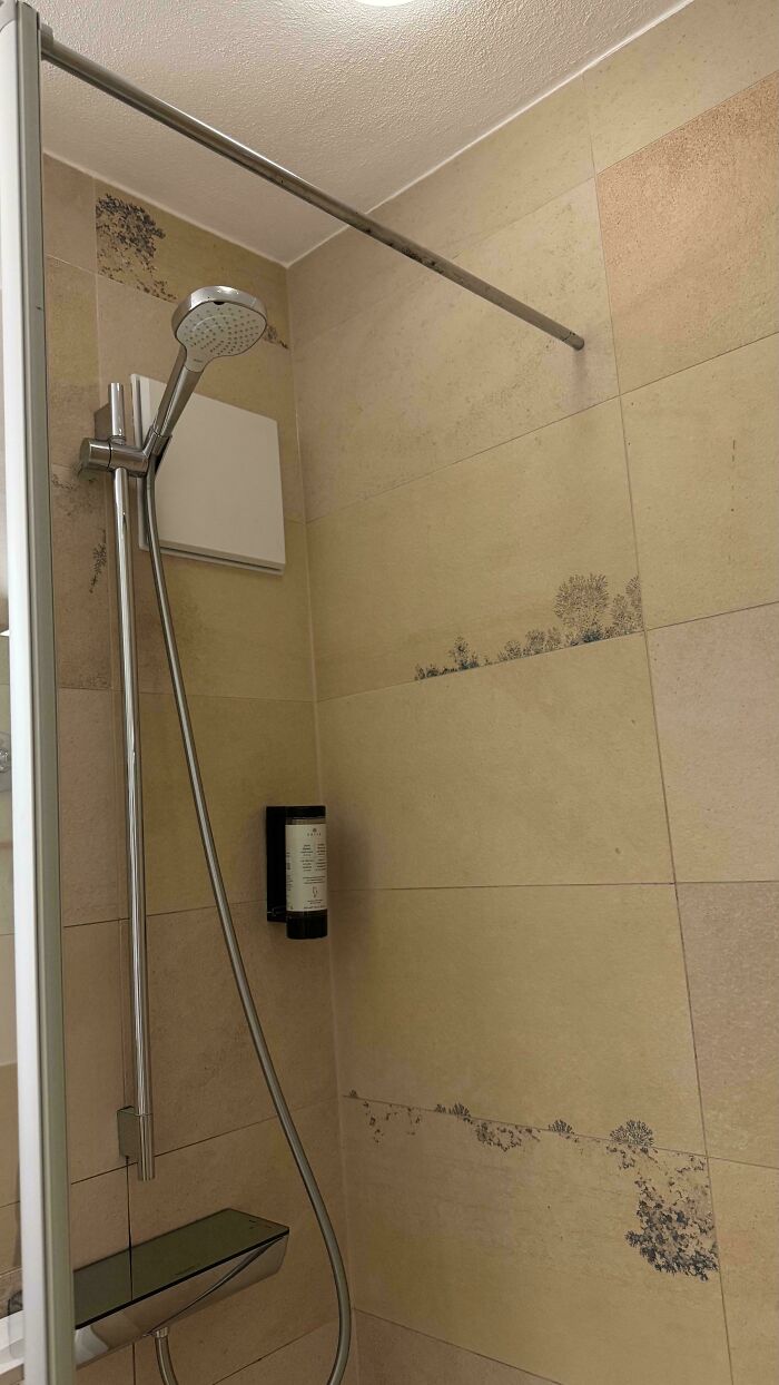 The Tiles At The Hotel I’m Staying At. The Only Way I Know It’s Not Mold Is Because The Pattern Repeats In Other Parts Of The Bathroom