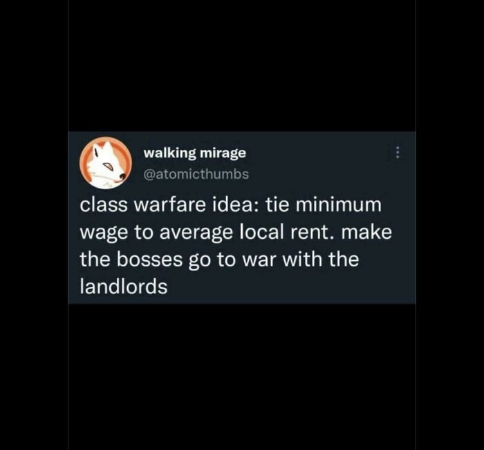 A social media post proposing to tie minimum wage to local rent to pit employers against landlords.