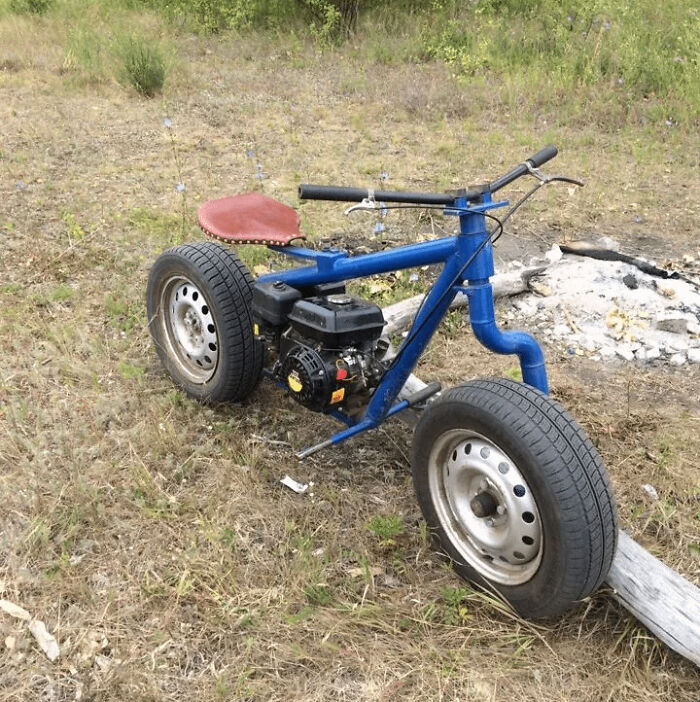 DIY Bike - Trailer Wheels, No Chain Guard, No Suspension. Looks Fun To Ride
