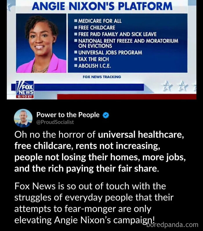 Angie Nixon's platform includes universal healthcare and free childcare proposals