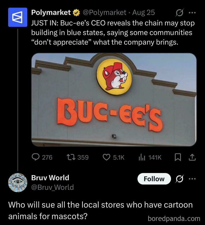 Tweet on Buc-ee's CEO saying chain might leave blue states and reaction about mascots