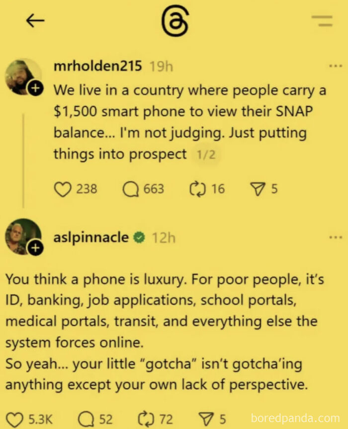 Discussion on phone as essential tool for poor people beyond luxury