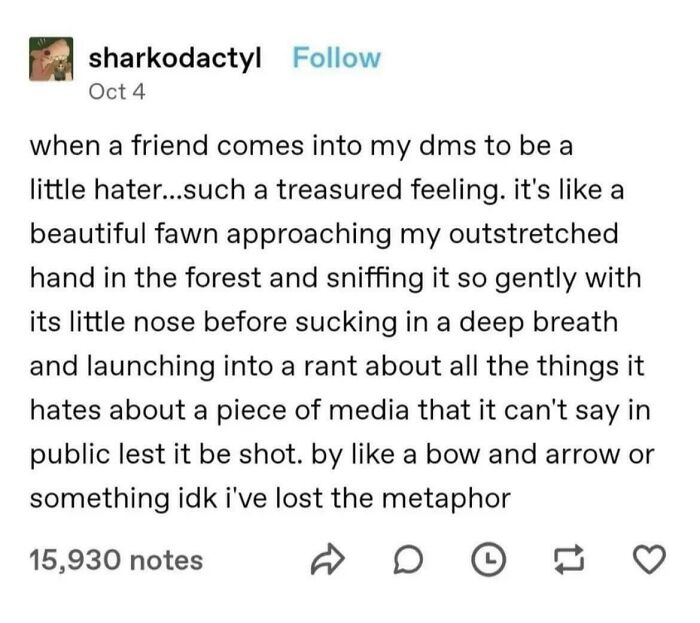 Funny and random posts from Tumblr about a friend venting in direct messages.