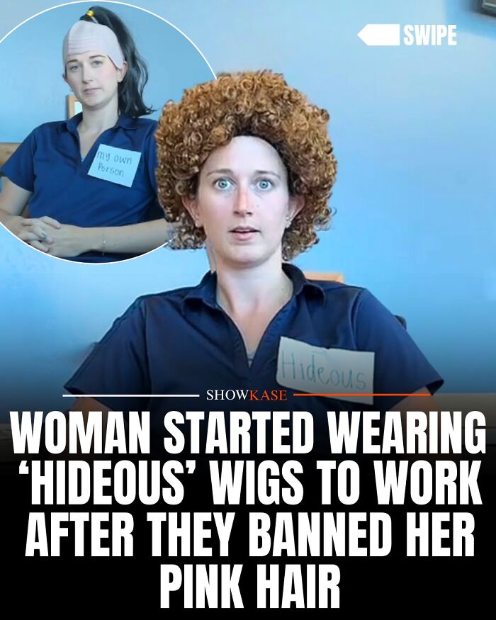 A wholesome story of a woman wearing a brown wig to work after her pink hair was banned