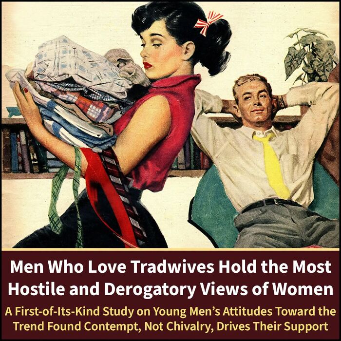 An illustration depicting a woman carrying laundry while a man relaxes, illustrating hypocrisy.
