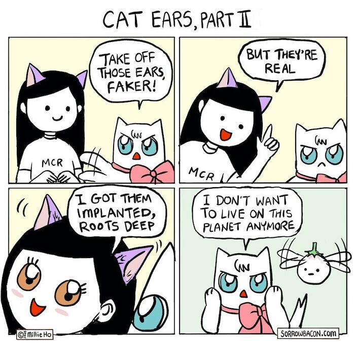 Artist creates comics about a girl with cat ears, a funny twist on life's random things.