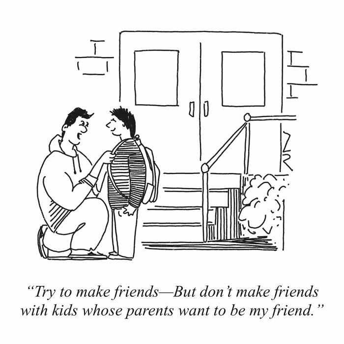 Absurd comics show a parent giving their child advice about making friends for absurd comics.