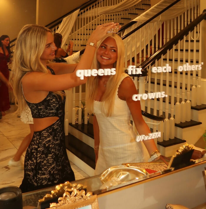 The viral blonde from Florida-Ole Miss game getting a crown placed on her head.