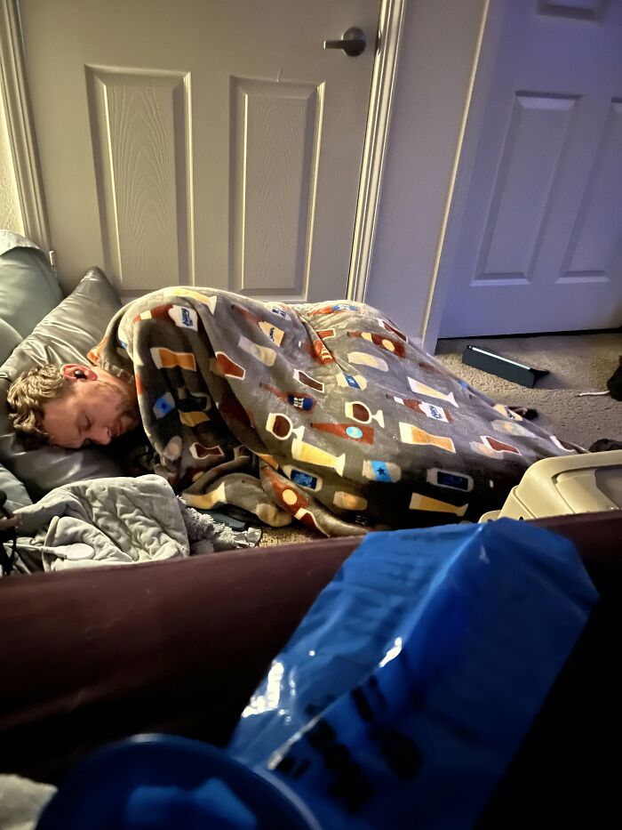 A man sleeping soundly under a blanket, proof of finding the right man.
