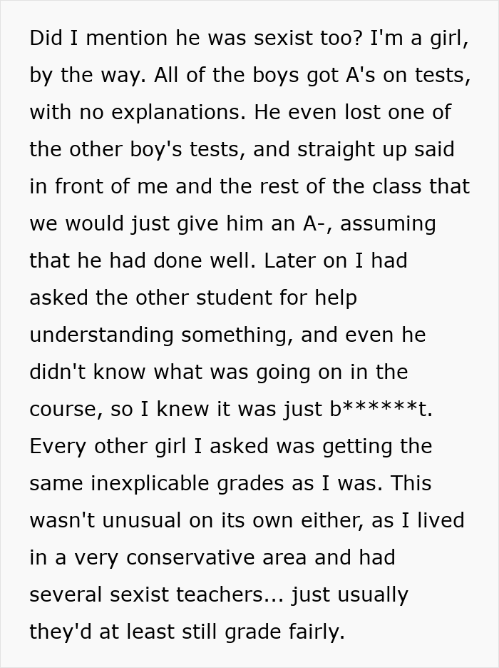 Chauvinist Teacher Turns Student's Life Nightmarish, She Makes Sure High School Gets Rid Of Him Chauvinist Teacher Turns Student's Life Nightmarish, She Makes Sure High School Gets Rid Of Him