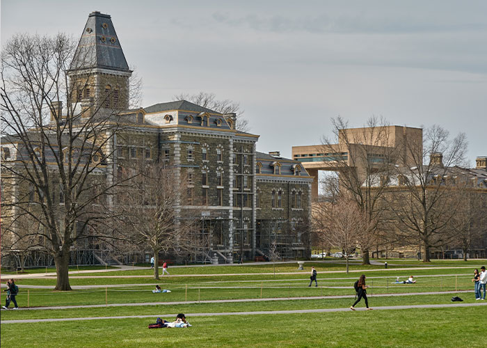 A view of the Cornell University campus building linked to the Cornell Fraternity Case. A view of the Cornell University campus building linked to the Cornell Fraternity Case.