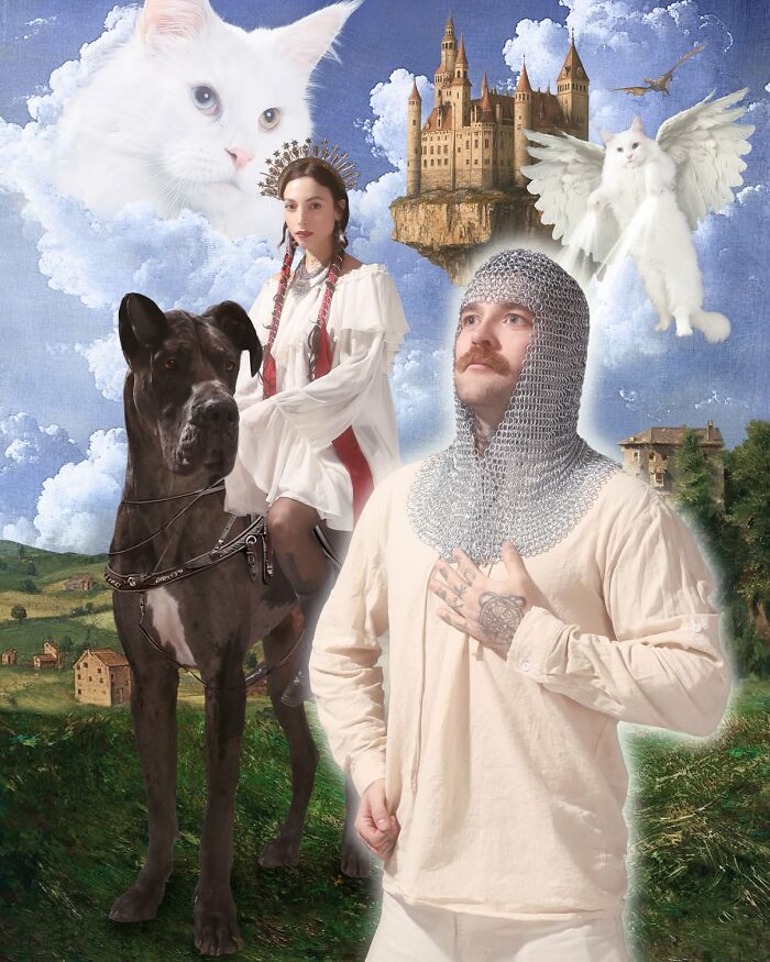 This Artist Turns People And Their Pets Into Hilariously Over-The-Top Fantasy Portraits (31 Pics)