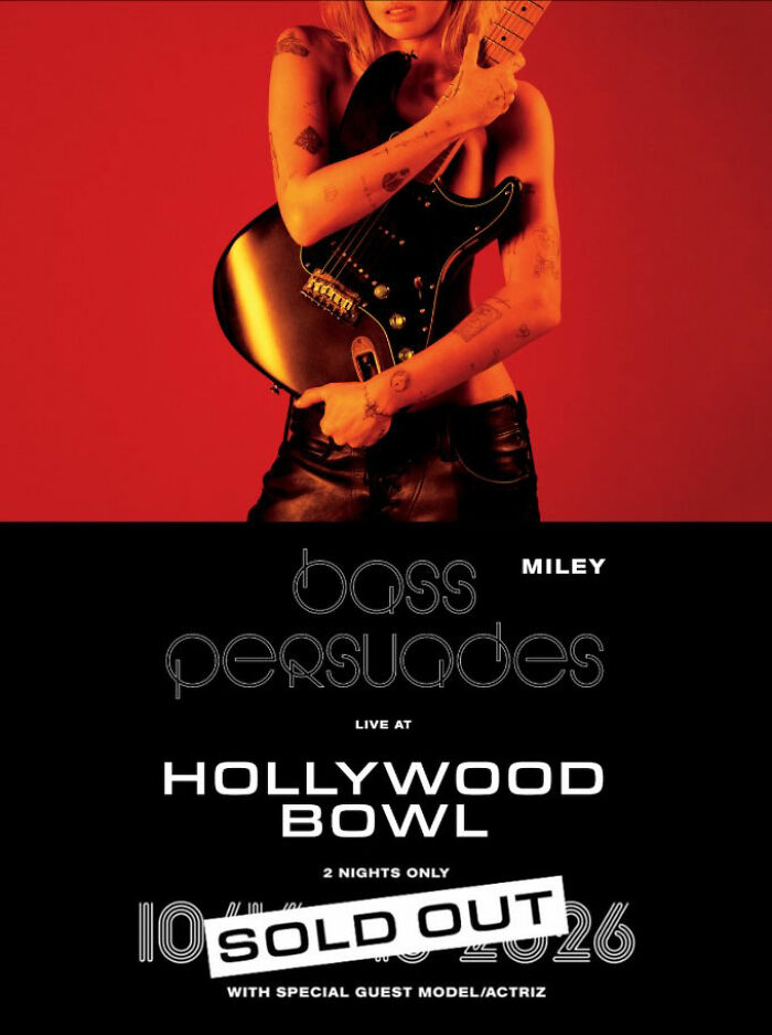 Concert poster for Miley Cyrus's sold-out show, following her controversial elitist announcement.