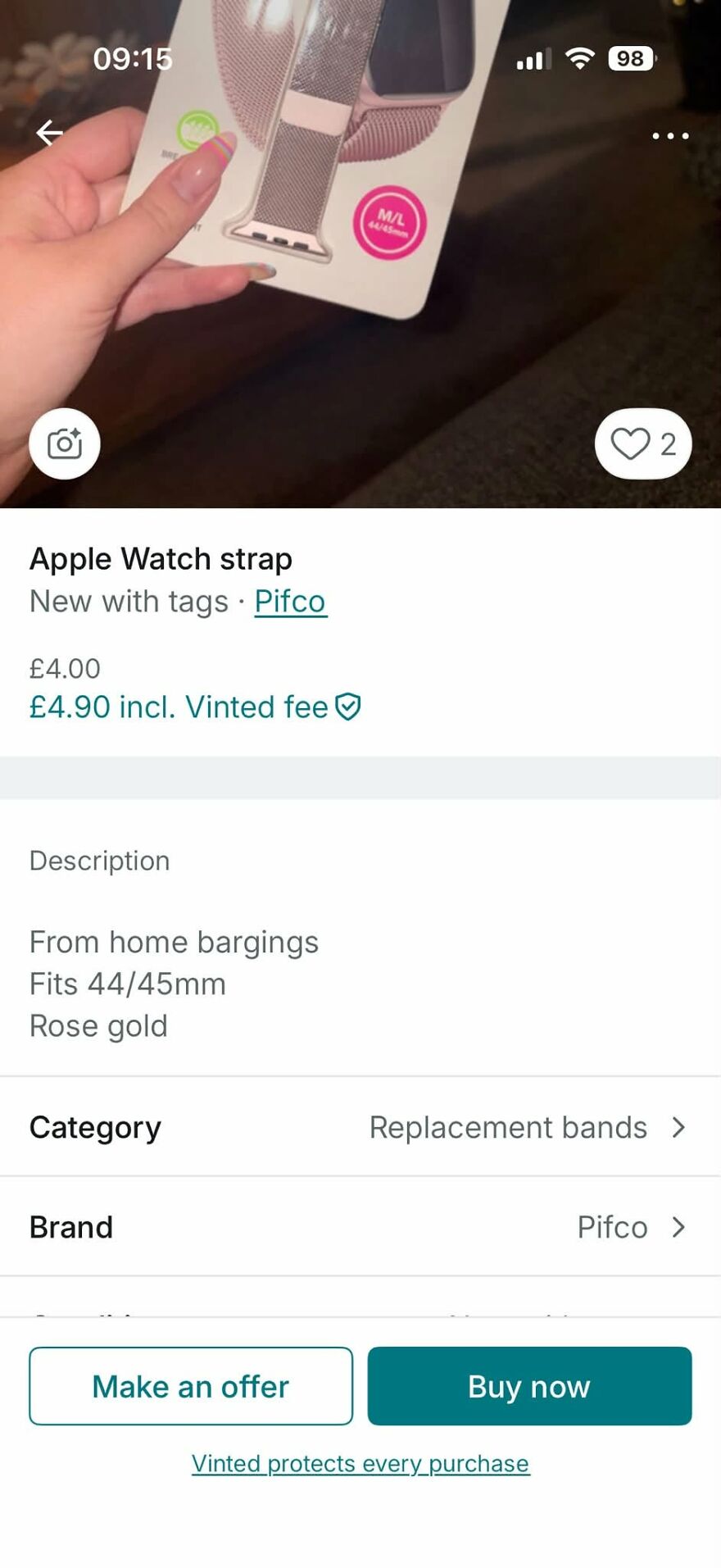 An online marketplace listing containing grammar fails in the product description.