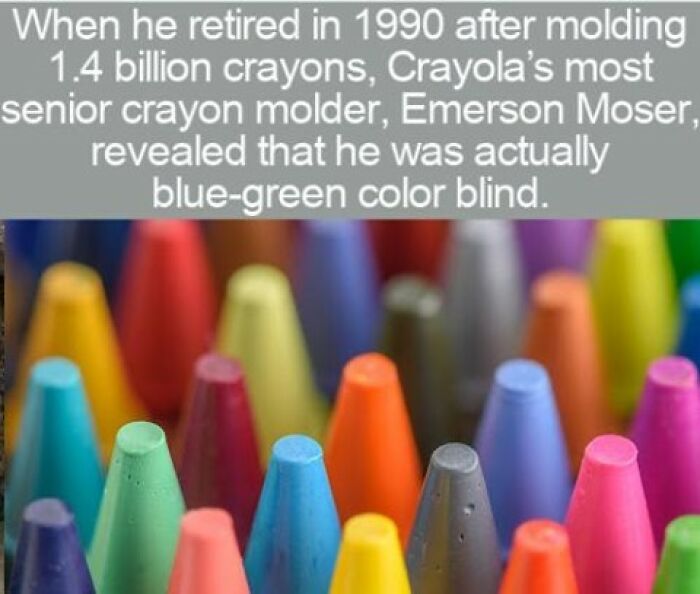Interesting facts about crayons and color blindness illustrated with colorful Crayola tips