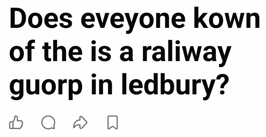 A social media post with extreme grammar fails and spelling mistakes about a railway group