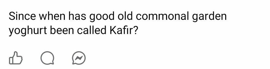 Social media post with embarrassing grammar fails confusing kefir with Kafir
