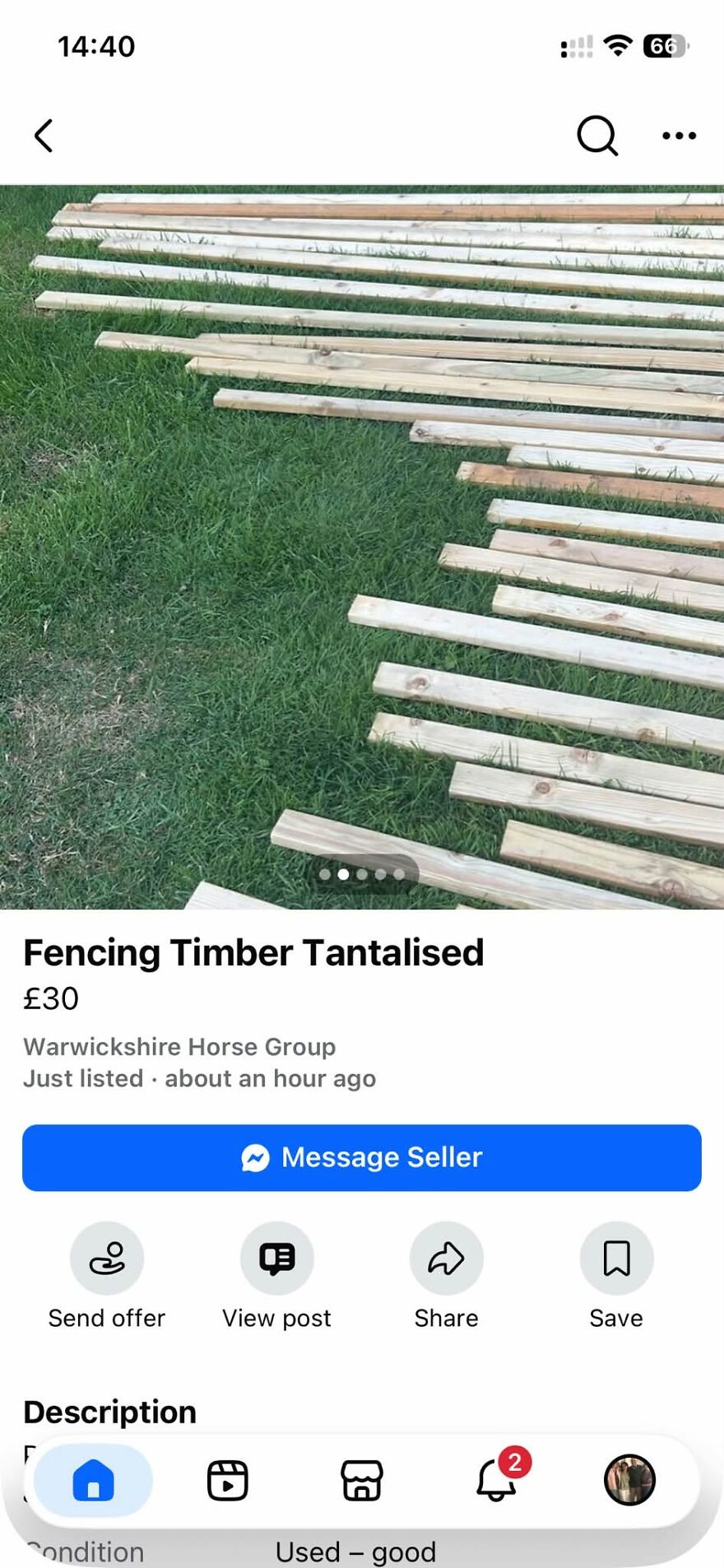 Grammar fails in an online listing spelling treated wood as tantalised