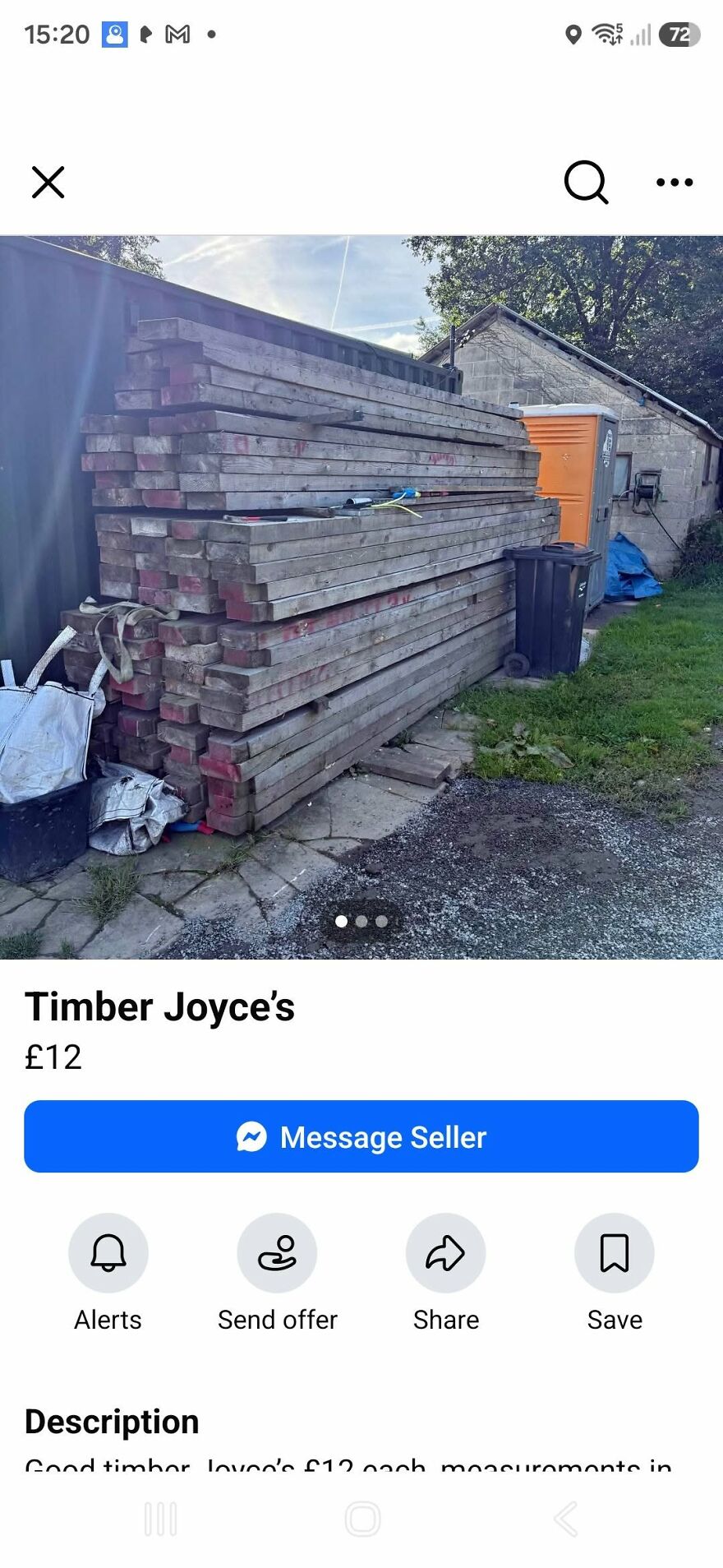 A social media ad selling wooden planks labeled as Timber Joyce's showing a funny grammar fail