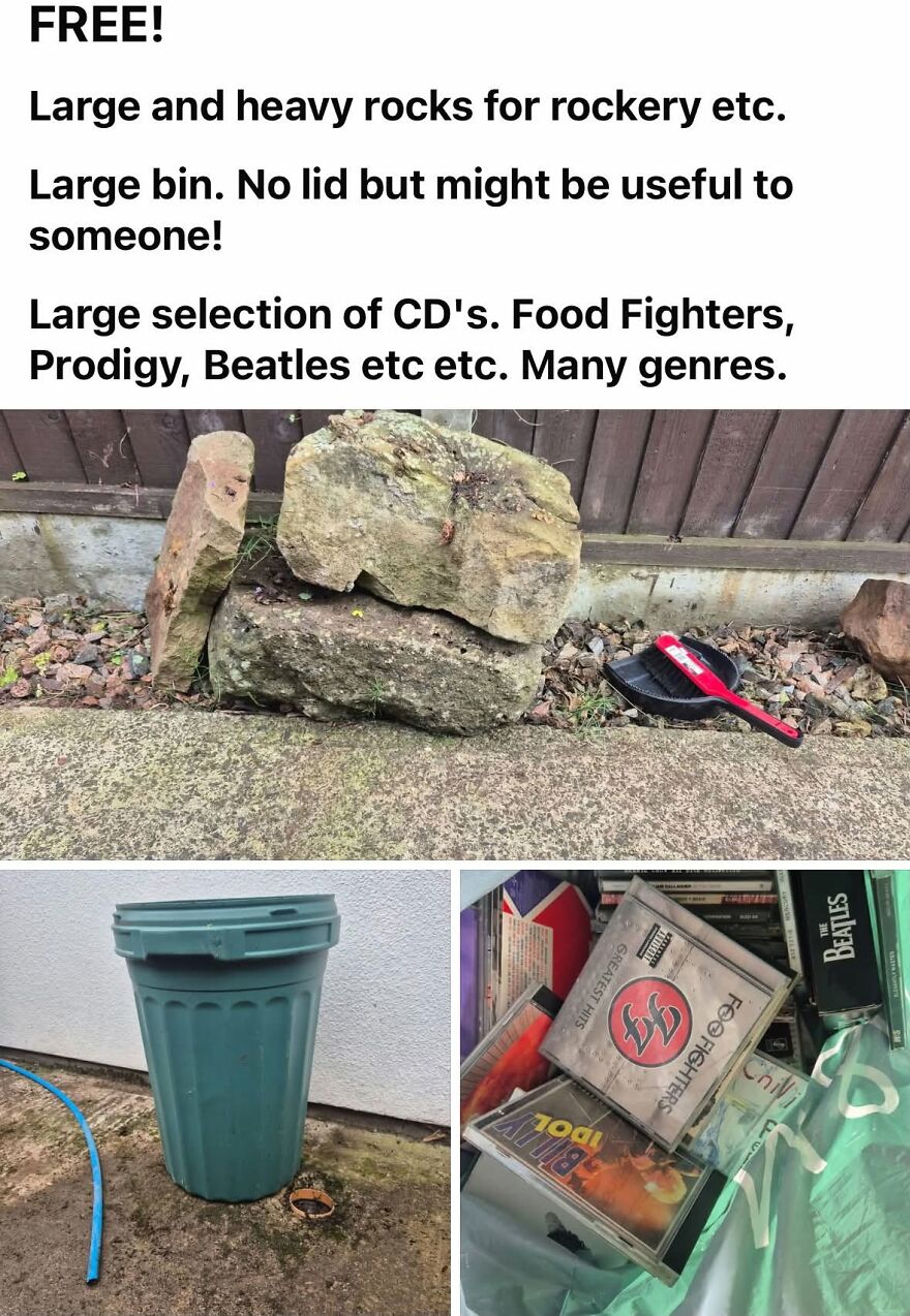 Grammar fails in a free items ad listing Foo Fighters as Food Fighters
