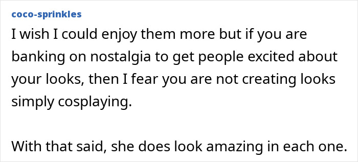 User comment about the difficulty enjoying iconic movie look recreations relying on nostalgia User comment about the difficulty enjoying iconic movie look recreations relying on nostalgia