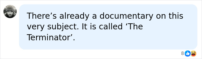 Comment referencing a documentary called The Terminator about AI fears
