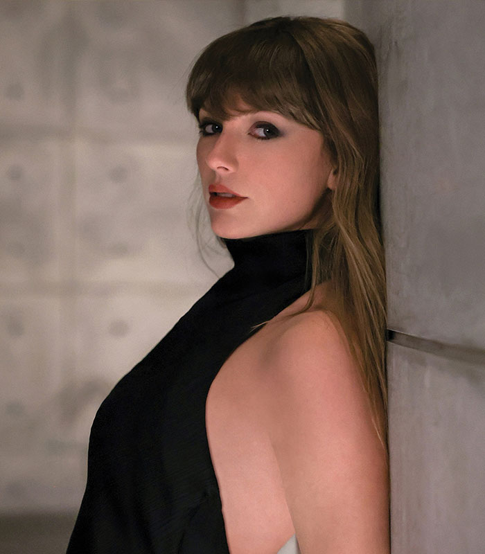 A side profile portrait of singer Taylor Swift A side profile portrait of singer Taylor Swift
