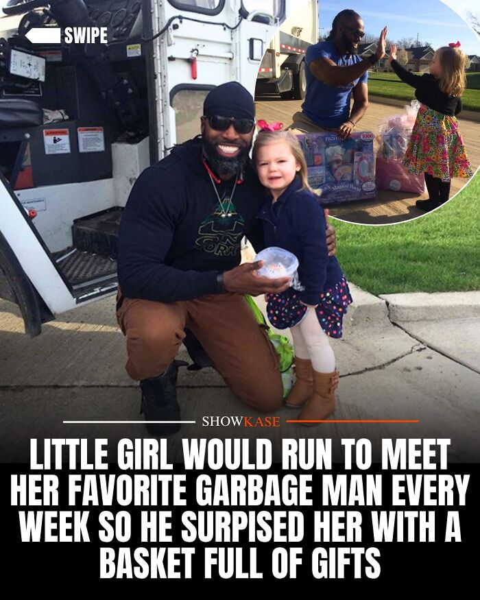 A garbage man surprises a young girl with a basket of gifts in a wholesome story of friendship.