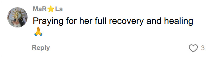 A social media comment wishing for the full recovery of the injured UGA student. A social media comment wishing for the full recovery of the injured UGA student.