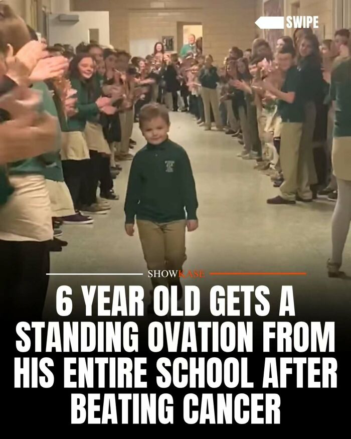 A 6-year-old boy gets a standing ovation after beating cancer in this wholesome story.