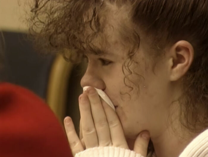 A close-up of Christa Pike, the first woman set to be executed in Tennessee, crying in court. A close-up of Christa Pike, the first woman set to be executed in Tennessee, crying in court.