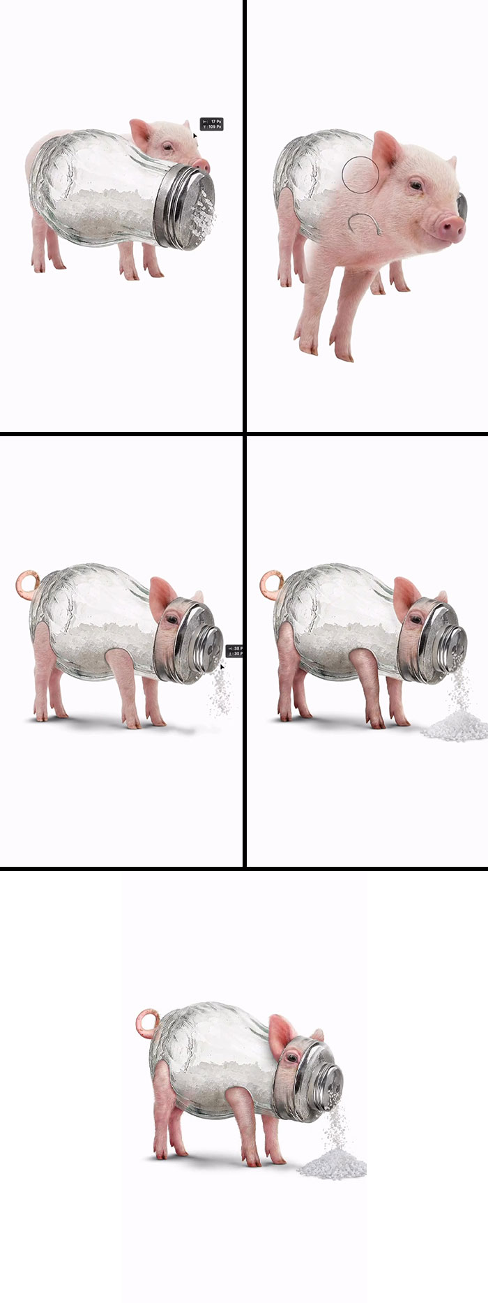 Absurd animal hybrids: A pig body as a salt shaker.