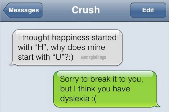 Savage text reply about happiness and dyslexia ends conversation