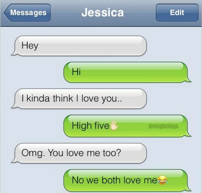 Savage text reply about mutual love with a funny twist