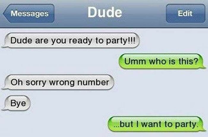 Savage text reply about wrong number ending party invitation abruptly