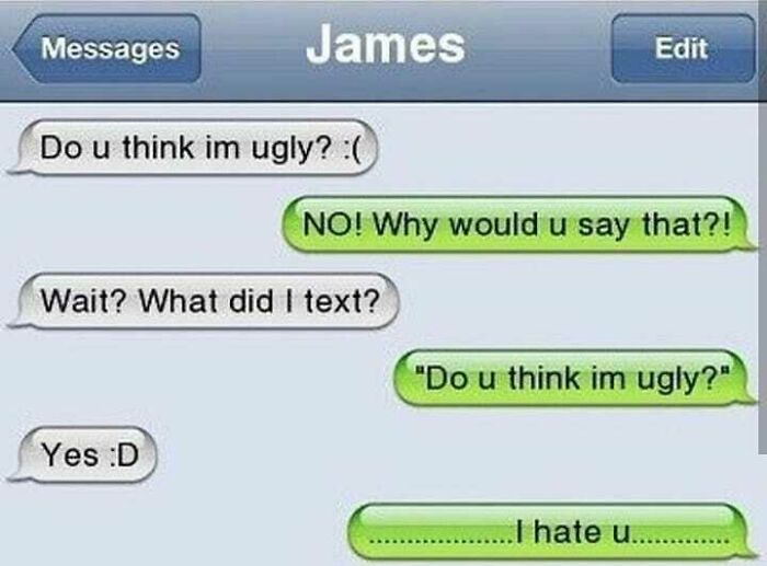 Savage text conversation about being ugly and hate