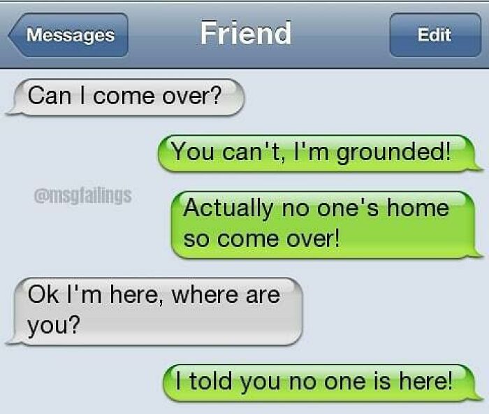 Savage text replies where friend is tricked about being grounded and home alone