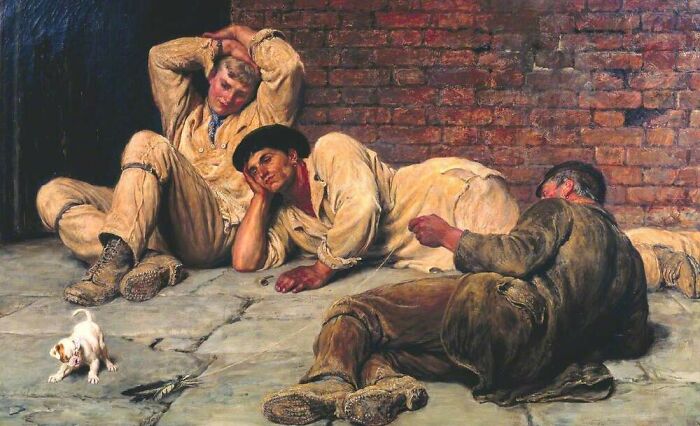 1882 Oil Painting Giants At Play