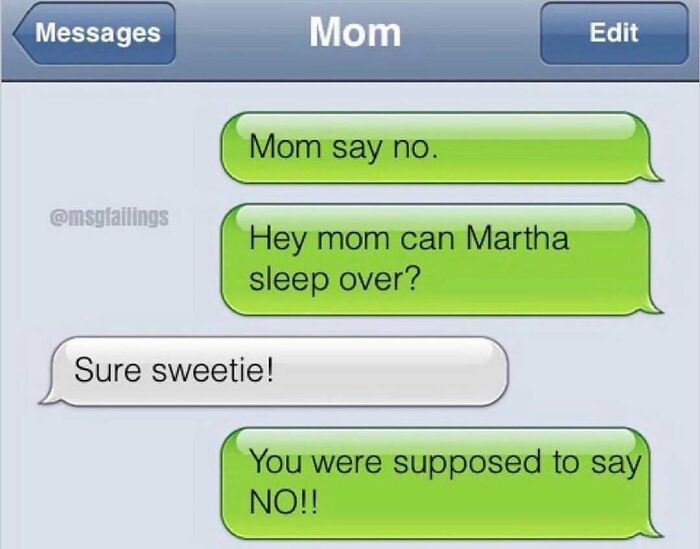 Funny savage text where mom agrees to sleepover despite request to say no