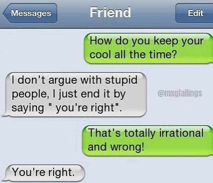 Savage text replies ending argument by saying you're right