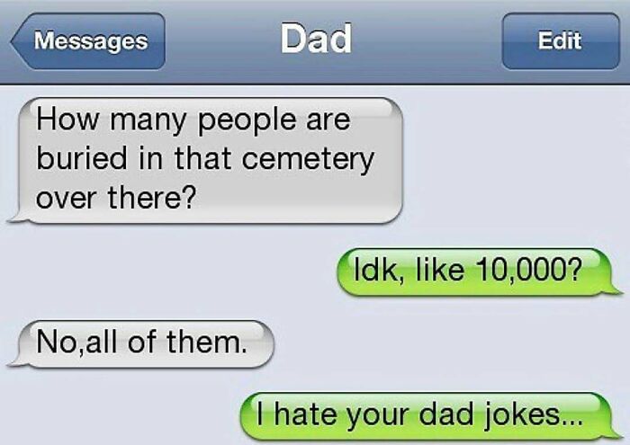 Savage text reply joking about all people being buried in a cemetery to end conversation