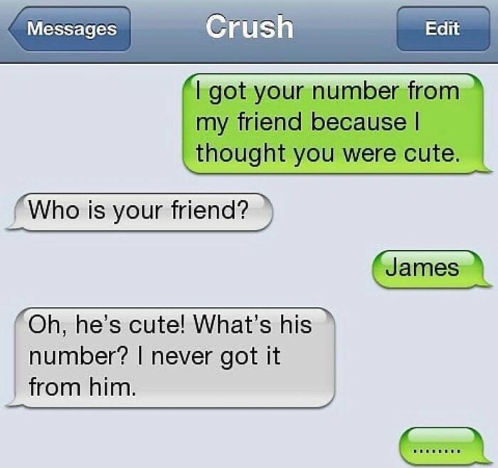 Savage text reply about getting a crush's number from a friend