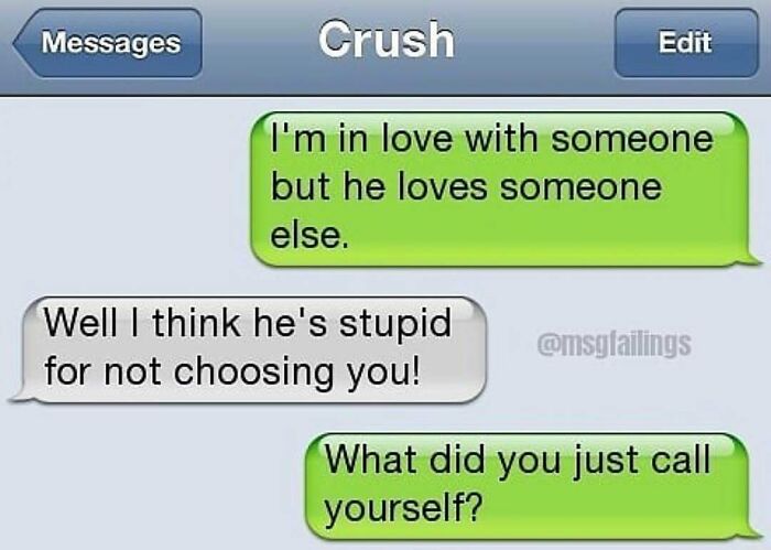 Savage text reply about crush calling themselves stupid