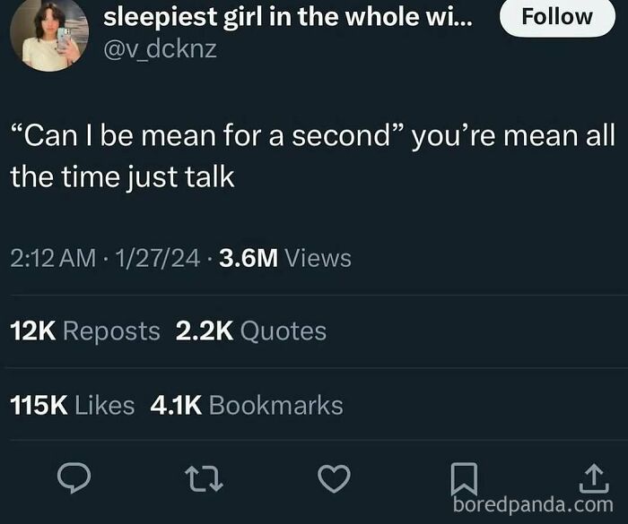 Funny memes with sarcasm about being mean, a tweet by sleepiest girl in the whole wi...