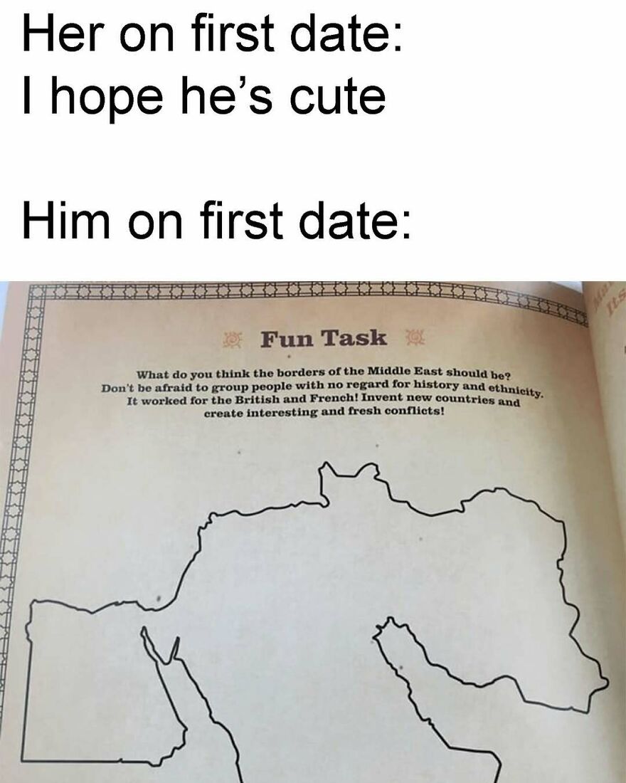 Hilarious history memes about drawing new Middle East borders on a first date