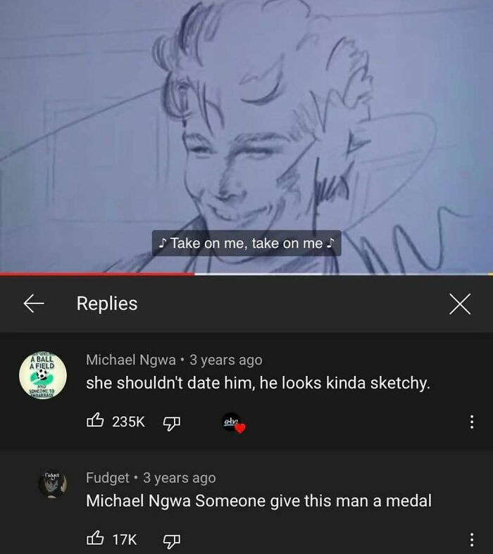 A YouTube comment on an animated music video, finding gold in the comment section.