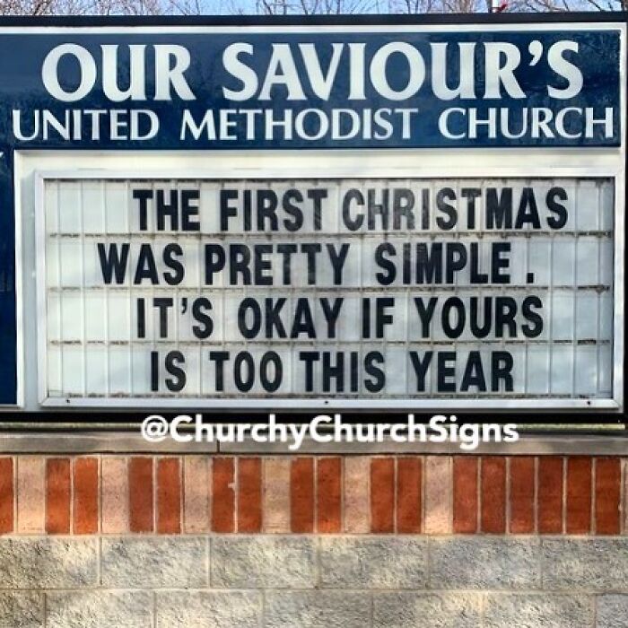 Hilarious church sign about the simplicity of the first Christmas and this year's struggles