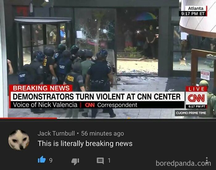A humorous YouTube comment section meme about breaking news, showing people found gold.