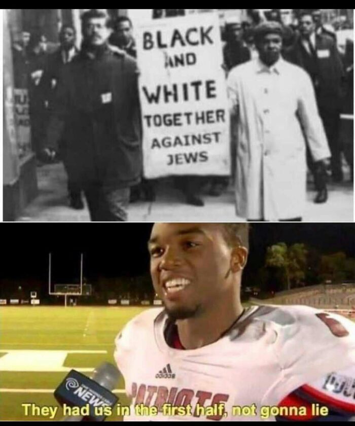 Edgy meme featuring historic protest and surprised football player.